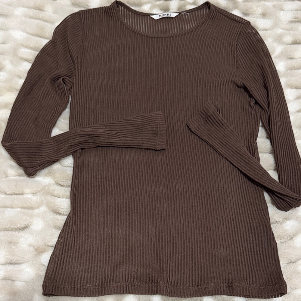 Monki sheer ribbed top
